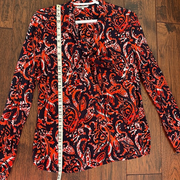 SANDWICH blue and orange print blouse, sz 38 - Picture 7 of 8